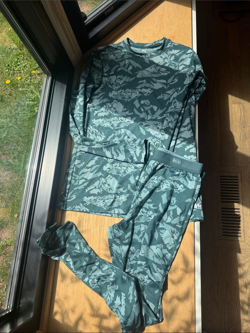 REI Green Camo Thermal Pajama Set for Kids